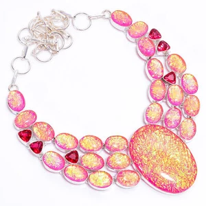 Australian Triplet Opal Garnet Fashion Jewelry 925 Silver Necklace 18-20" ARN114 - Picture 1 of 3