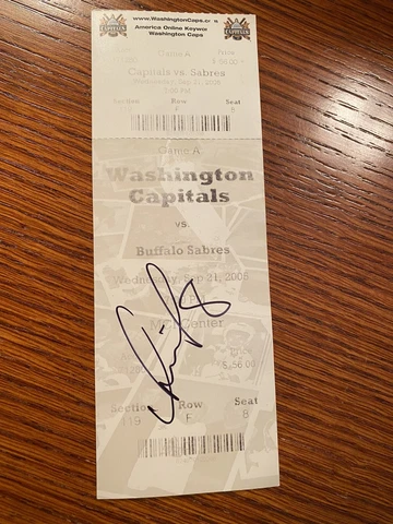 Alexander Ovechkin signed First game ticket Washington Capitals Rookie Season Cover