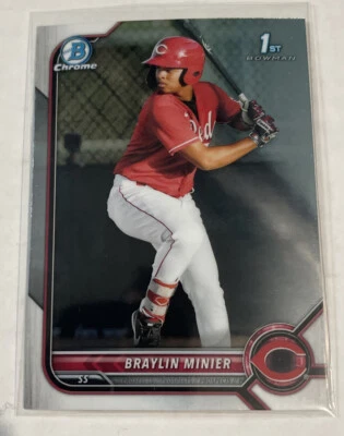 2022 Topps Bowman Chrome Braylin Minier Base Refractor 1st Bowman #BCP-93 - Image 1 of 4