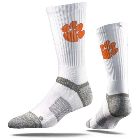 Clemson Tigers Strideline Premium Crew Sock - White Cover
