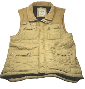 MARK ECKO Mens Cut & Sew Vest LG Full Zip Puffer Color Block Tan/ Tan Corduroy - Picture 1 of 12