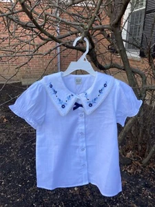 NEW Girl's Short Sleeve White Blouse-100% Cotton-Size 6 - Picture 1 of 6