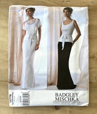 Vogue V2776 Badgley Mischka Mujer Pequeña Capelet Top Falda Talla 20-24 Sin Cortar Foto 1 de 2