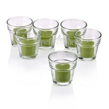 36 Glass Flower Pot Votive Holders W/ Lime Green Votive Candles Burn 10 Hours