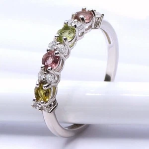 echter Turmalin Ring 925 Sterling-Silber Rhodiniert Damen Edelsteine Fingerring - Bild 1 von 4