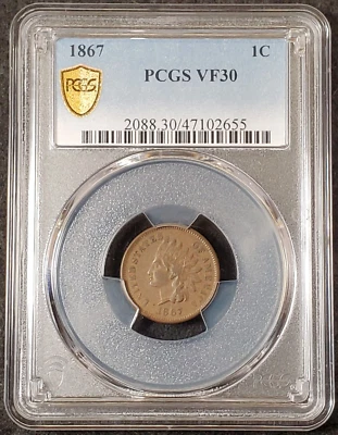 1867 Indian Head Cent PCGS VF30 2088.30/47102655 Exquisite Coin Rare - Image 1 of 4