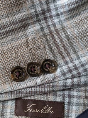 Tasso Elba Teal Green Plaid Check Summer Cotton Blazer Sport Coat Jacket M 42R - Image 1 of 4