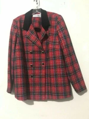 Jessica Howard Talla L Tartán Cuadros Rojo Verde Negro Traje Chaqueta Blazer Mujer Foto 1 de 4