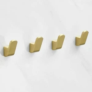 Brushed Gold Coat Hook Square 4PCS Robe Towel Hangers Set Bag Robe Hooks Brass - Picture 1 of 9