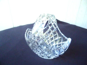 vintage   heavy cut crystal basket vase oval bohemia ornament medium - Picture 1 of 4
