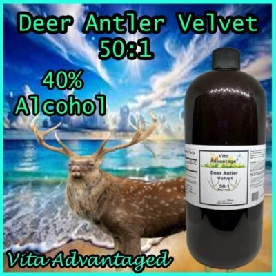 VELVET DEER ANTLER 50:1 IGF-1 LIQUID TINCTURE MAXIMUM STRENGTH  32oz - Image 1 of 2
