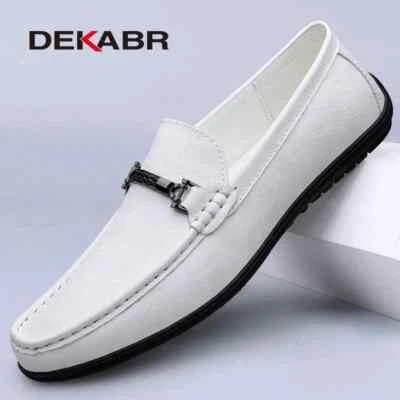 Fashion Leather Men Casual Shoes Comfortable Slip on Loafers Soft Dress Shoes - Image 1 of 4