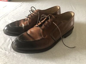 Pronto Uomo Mens Firenze Italy Oxford Dress Shoes Brown Split Toe Leather 19 M - Picture 1 of 7
