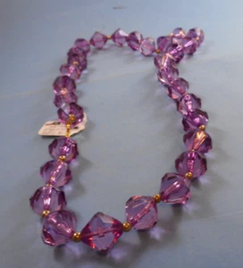 VINTAGE AMETHYST BEADED NECKLACE - Picture 1 of 2