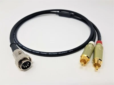 NAIM 5 Pin Din Twist Lock to RCA Phono Cable Stereo Silver Plated Pure OFC  1m - Image 1 of 4