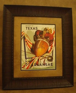 VINTAGE TEXAS LONGHORNS FOOTBALL POSTER FRAMED "U.OF TEXAS VS ARKANSAS" 1948 - Picture 1 of 6