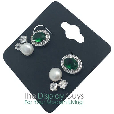 500pc 2x2" Inch Black Paper Earrings Display Hanging Cards for Accessory Jewelry - Image 1 of 3