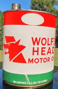 Vintage Wolf's Head 5 Gallon Motor Oil Can Oil City PA Very Good Condition  - Picture 1 of 9