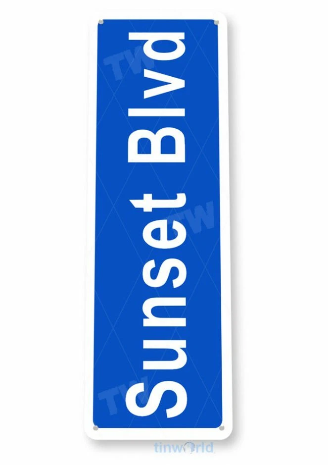 SUNSET BLVD 11X4 TIN SIGN HOME GARAGE REPRODUCTION TIN SIGN RUSTIC CALIFORNIA - Image 1 of 1