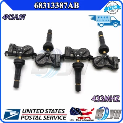 68313387AB Nuevo SENSOR DE PRESIÓN DE NEUMÁTICOS TPMS Versión 4 PIEZAS Para CHRYSLER DODGE JEEP EE. UU. Foto 1 de 4
