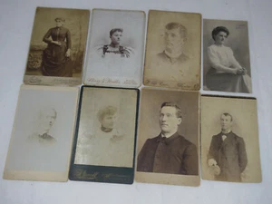 LOT OF 8 ANTIQUE MEN & WOMEN CABINET B&W PHOTOS OHIO STUDIOS - Picture 1 of 6