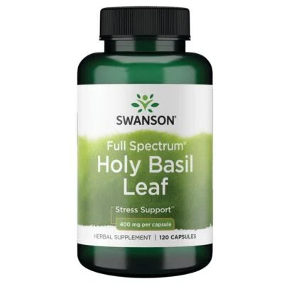 Swanson Holy Basil Leaf 400mg 120 Capsules, Stress Support, Cortisol Levels