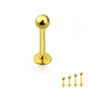 2pcs. 16G 14G Ball Top Gold IP 316L Surgical Steel Labret Ear Tragus Stud - Picture 1 of 5