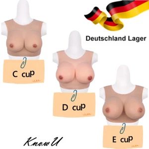 DE Stock Kurze Silikon Brust Formen weich für Mann Crossdresser Brüste C/D/F Cup - Afbeelding 1 van 28