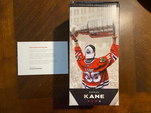 2019 Patrick Kane 2010 Stanley Cup Bobblehead Season ticket exclusive Blackhawks Cover
