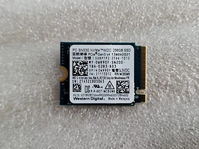 Western Digital SN530 256GB Windows 11 2230 NVMe SSD, SDBPTPZ-256G-1012 0WR90F