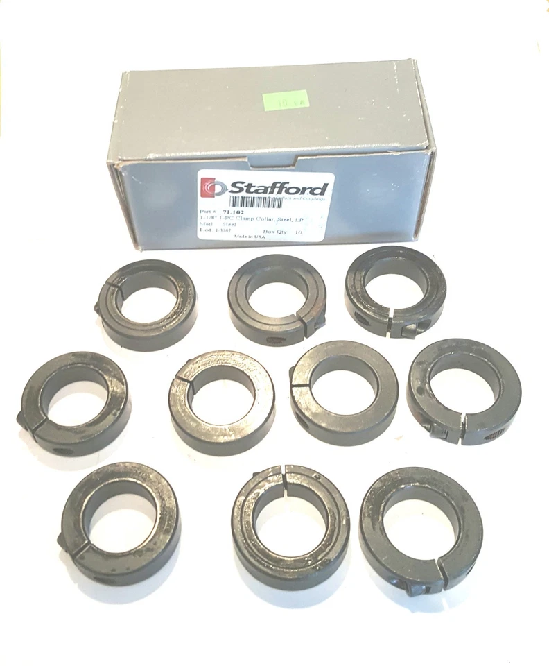 LOTE DE 2 CAJAS NUEVAS DE 10 STAFFORD 7L102 1-1/8" 1 PIEZA ABRAZADERA COLLAR ACERO  Foto 1 de 4