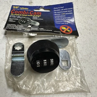 FJM SECURITY Combi Cam Combination Security Lock 5/8” Cylinder Black Cabinet Doors Lockers
