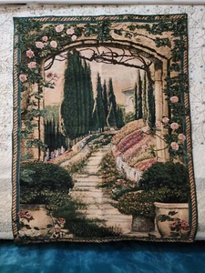 Vintage South of France Tapestry Amazing Pictorial Wall Decor Tapestry 33x43 - Picture 1 of 6
