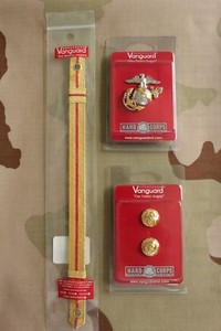 Usmc Us Marine Corps Gold Chin Strap Buttons Badge Set 4 Officer Combination Cap