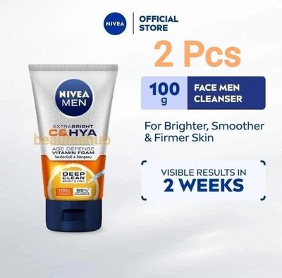 2X 100G NIVEA MEN Extra Bright C&Hya Vitamin Foam Men's Grooming - image 1 of 4
