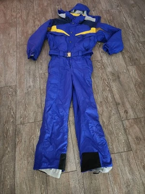 Винтажный NORDICA CLASSICS лыж снега костюм мужской M синий/желтый зимний цельный - Изображение 1 из 4