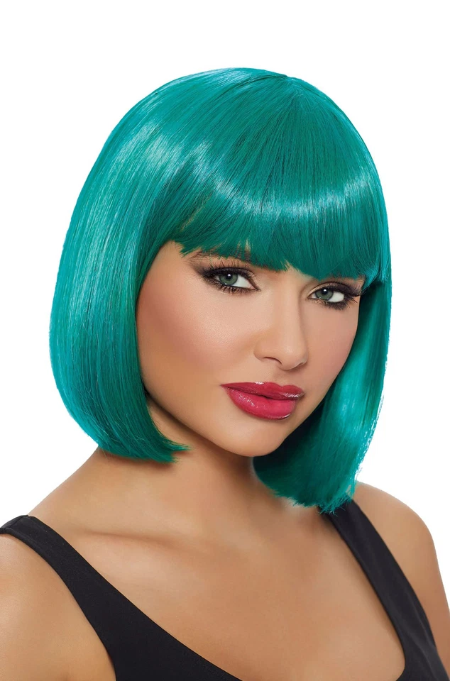 Roaring 1920s Flapper Mid-Length Bob Wig (Teal) - Image 1 of 1