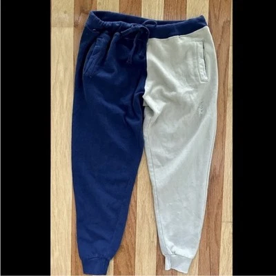 NUEVO PANTALÓN DE CHÁNDAL LA DETRESSE BLOQUE DE COLOR BRONCEADO AZUL MARINO DESGASTADO M NUEVO SIN ETIQUETAS Foto 1 de 4