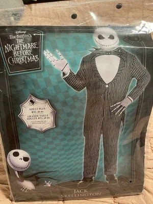 Nightmare Jack Skellington Costume 4XL Mens Adult 58-60 Big Tall Christmas New - Image 1 of 4