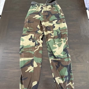 Vtg Woodland Pants X Small Regular Green Camo Military Issue Cargo Combat BDU - Picture 1 of 10