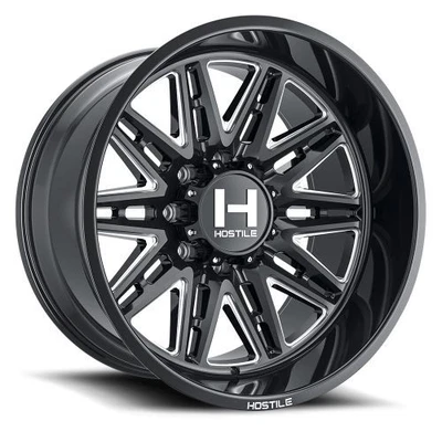 20x10 Hostile H126 Maniac Blade Cut (Gloss Black & Milled) Wheel 8x170 (-19mm) - Image 1 of 4