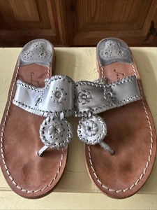 Authentische Jack Rogers Navajo Sandalen Größe 8 silberfarben - Bild 1 von 8