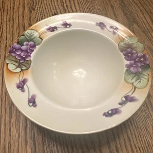 Antique Limoges JPL France Serving Bowl Signed Violet Floral 7.5x3” - Picture 1 of 11