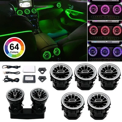 For Mercedes Benz C Class W205 GLC X253 Air Vent LED Ambient Light 64Colors 7PCS - Imagem 1 de 4