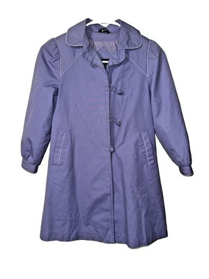 Abrigo Largo Vintage Rothschild Azul Periwinkle Talla 7 - Hecho en Corea Foto 1 de 4