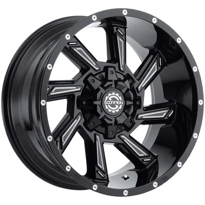 Scorpion SC-25 22x14 6x135/6x5.5" -76mm Black/Milled Wheel Rim 22" Inch Foto 1 de 4