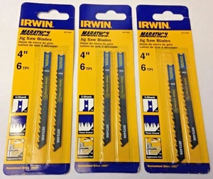 Irwin Marathon 3071406 4" x 6TPI U-Shank Wood Cutting Jigsaw Blades 3 Packs of 2 - Picture 1 of 1