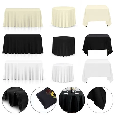 Tablecloth Fabric Plain Thick Large Square Rectangle Round Wedding Party Cover - Image 1 of 2