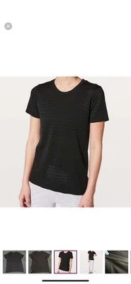 Camiseta Lululemon Negra Respiración Rápida Manga Corta Rayas Malla Recortada Talla 6? Foto 1 de 4