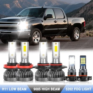 For Chevy Silverado 1500 2007-2015 - 6x 6000K LED Headlight Hi/Lo&Fog Bulbs Kit - Picture 1 of 18